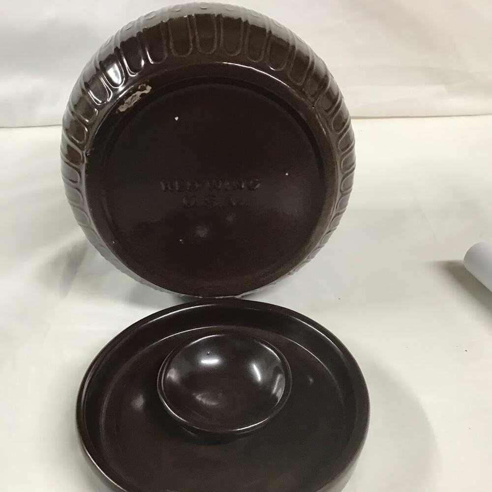 Vintage Red-Wing-Pottery Hearthstone Brown Canister Jar
